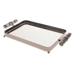 Grey Rectangular Iron & Glass Decorative Tray – D2629-C - Habitt