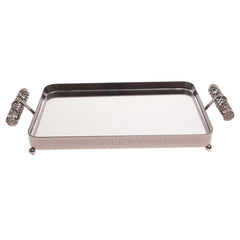 Grey Rectangular Iron & Glass Decorative Tray – D2629-C - Habitt