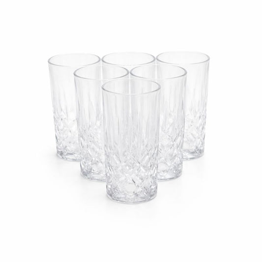 6-Piece Crystal-Style Tumbler Set – Elegant Highball Glasses for Water, Juice & Soft Drinks - Habitt