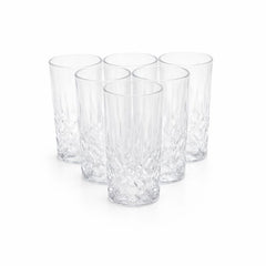 6-Piece Crystal-Style Tumbler Set – Elegant Highball Glasses for Water, Juice & Soft Drinks - Habitt