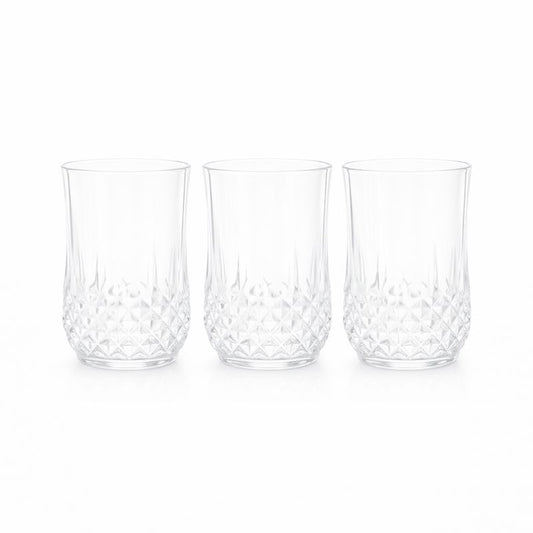 3-Piece Crystal-Style Tumbler Set – Clear Textured Drinking Glasses for Water, Juice & Cocktails - Habitt