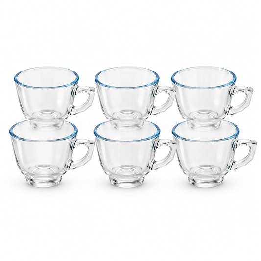 6Pcs Clear Glass Cup Set 240ml | Tea & Coffee Cups
