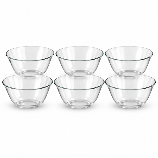 Medium Glass Bowl Set – 6 Pieces | 168 MM