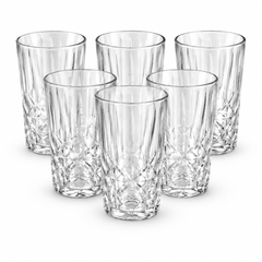 6Pcs Textured Tumbler Glass Set 280ml | Clear Drinking Glasses