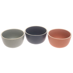 3-Piece Ceramic Chinese Bowl Set – Assorted Colors, Modern Dining Bowls - Habitt