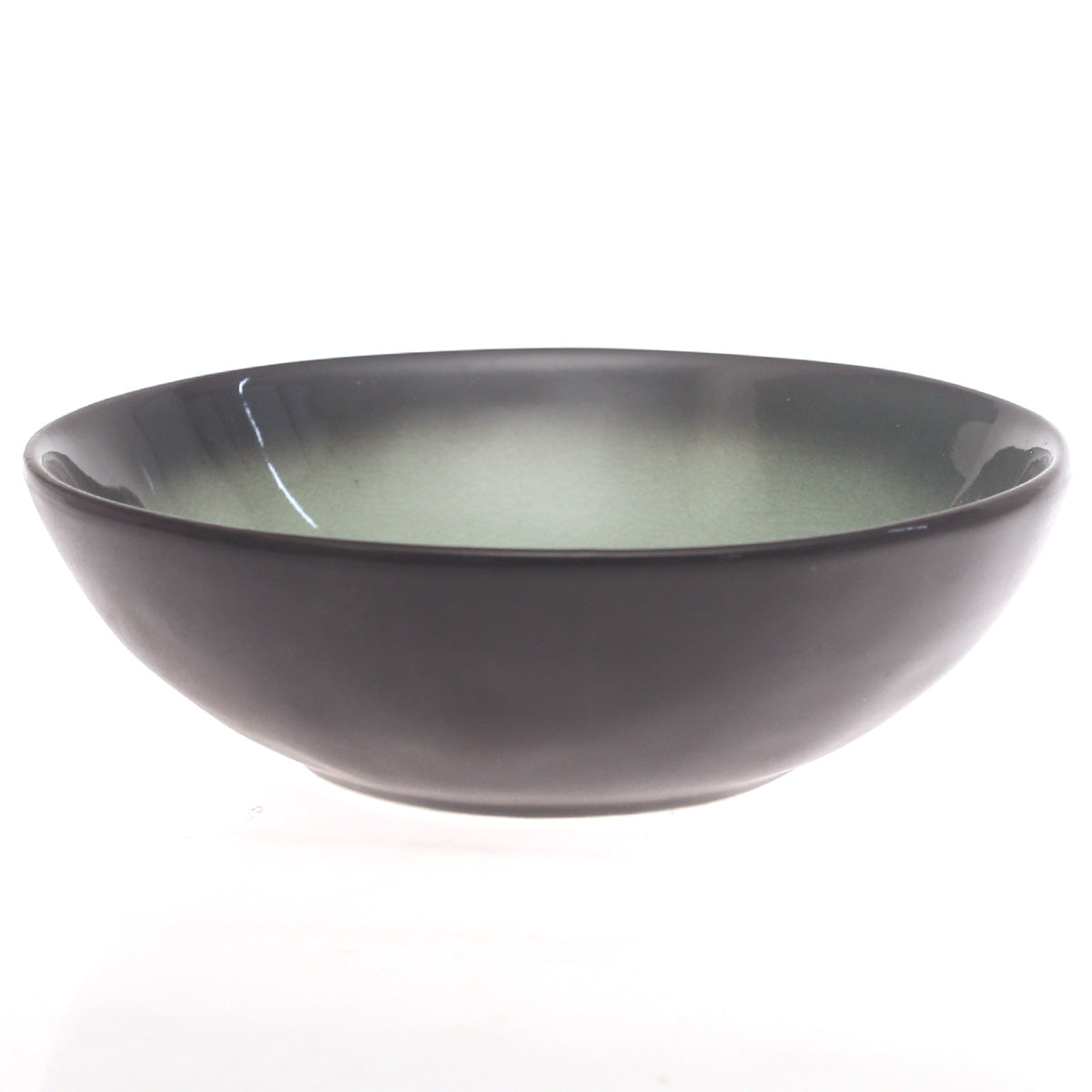 Black & Green Ceramic Serving Bowl 7 Inch – Modern Glazed Soup & Salad Bowl - Habitt