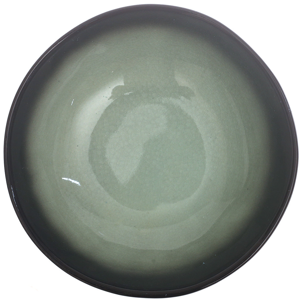 Black & Green Ceramic Serving Bowl 7 Inch – Modern Glazed Soup & Salad Bowl - Habitt