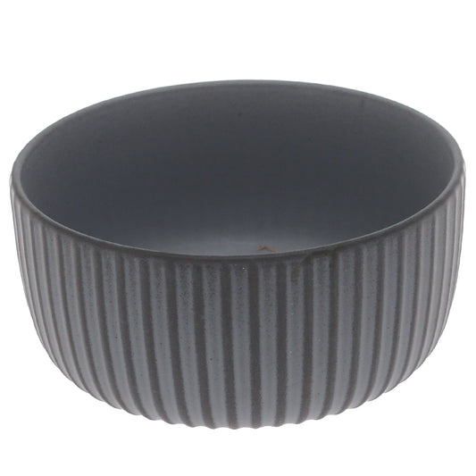 Grey Ribbed Ceramic Bowl – 6 Inch Modern Dining Bowl - Habitt