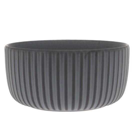 Grey Ribbed Ceramic Bowl – 6 Inch Modern Dining Bowl - Habitt