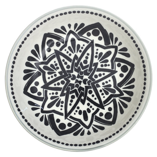 Grey Ceramic Bowl – 8 Inch Decorative Pattern Serving Bowl - Habitt