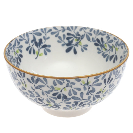 Blue Leaves Ceramic Bowl – 6 Inch Serving Bowl - Habitt
