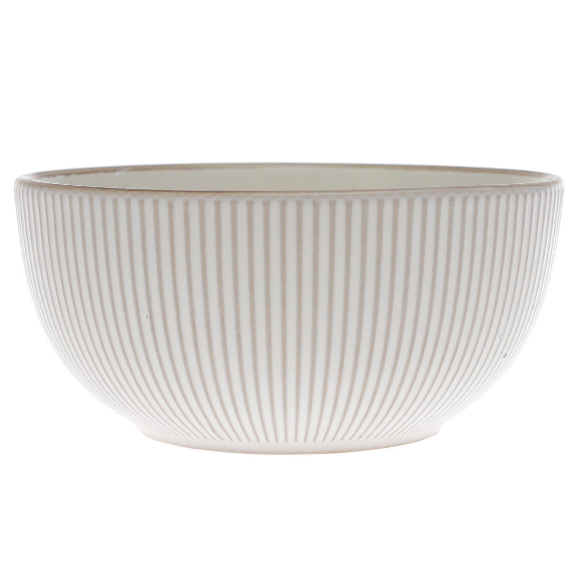 White Ribbed Ceramic Bowl – 6 Inch Minimalist Dining Bowl - Habitt