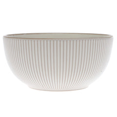 White Ribbed Ceramic Bowl – 6 Inch Minimalist Dining Bowl - Habitt