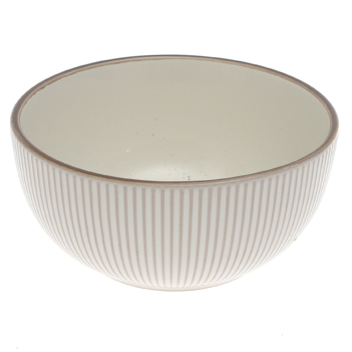 White Ribbed Ceramic Bowl – 6 Inch Minimalist Dining Bowl - Habitt