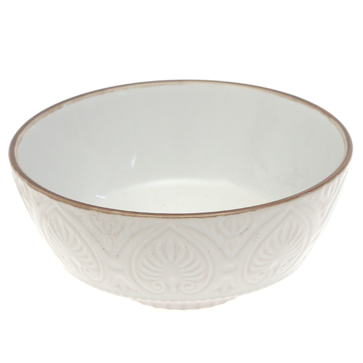 White Ceramic Bowl with Embossed Texture – 6 Inch Elegant Serving & Décor Bowl - Habitt
