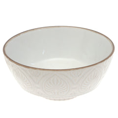 White Ceramic Bowl with Embossed Texture – 6 Inch Elegant Serving & Décor Bowl - Habitt