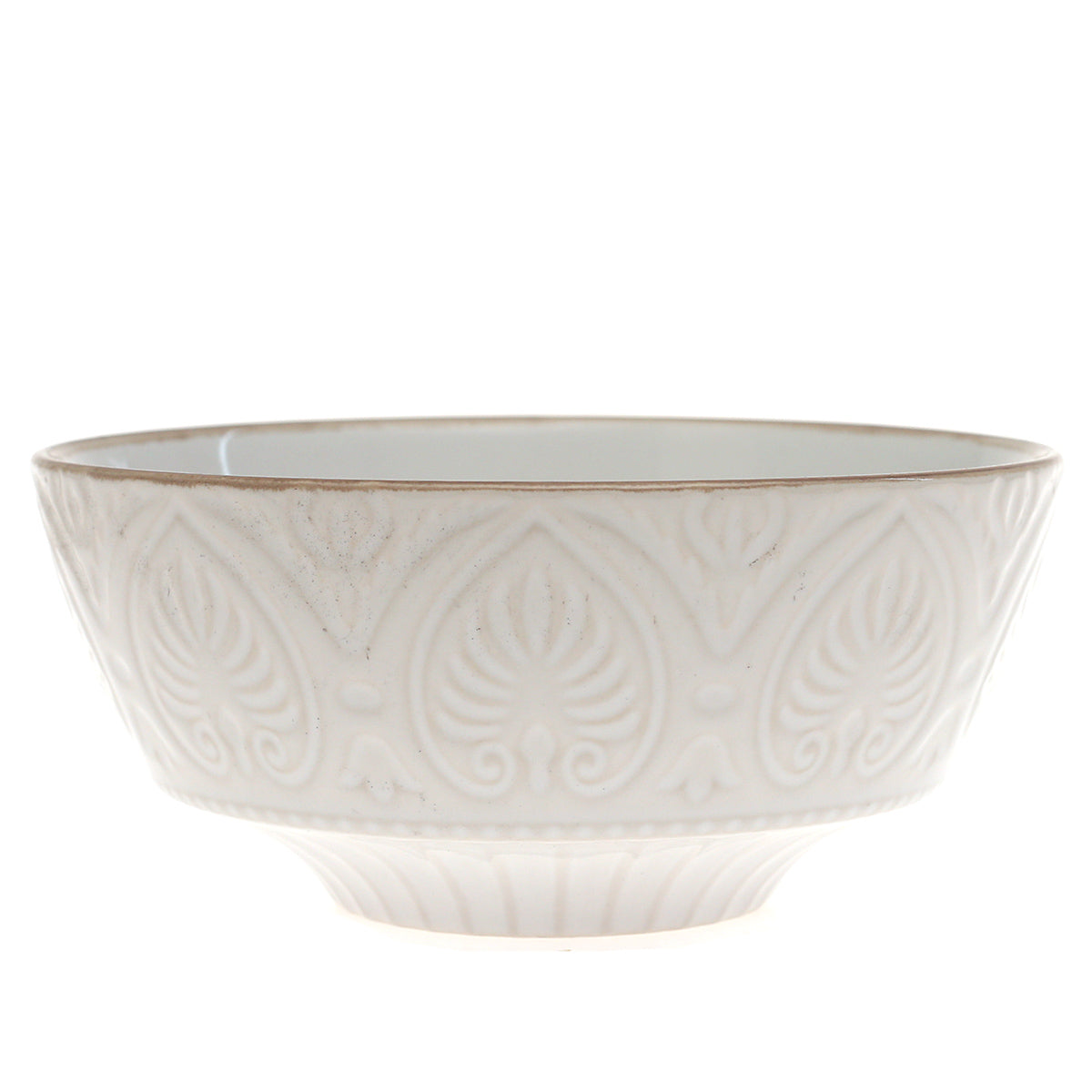 White Ceramic Bowl with Embossed Texture – 6 Inch Elegant Serving & Décor Bowl - Habitt