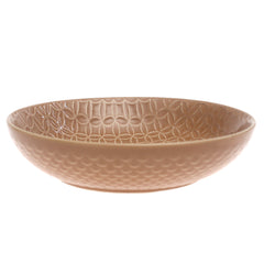 Brown Ceramic Deep Plate – 9 Inch Textured Rustic Serving Plate - Habitt