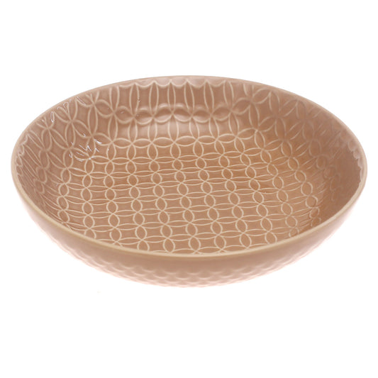 Brown Ceramic Deep Plate – 9 Inch Textured Rustic Serving Plate - Habitt