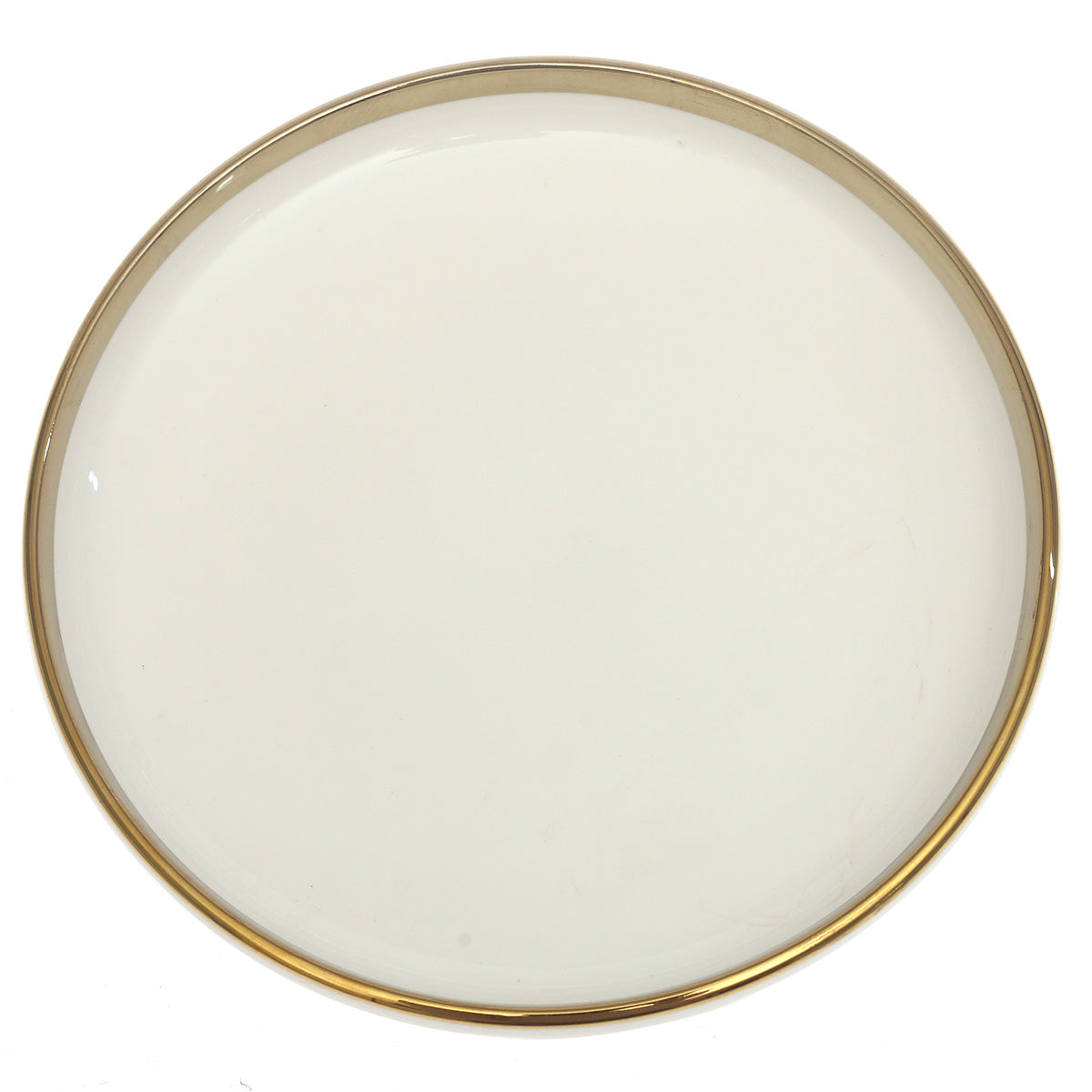 Gold Rim Deep Plate 10 Inch – Elegant White Ceramic Serving Plate - Habitt