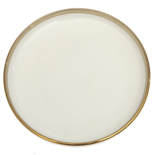 Gold Rim Deep Plate 10 Inch – Elegant White Ceramic Serving Plate - Habitt
