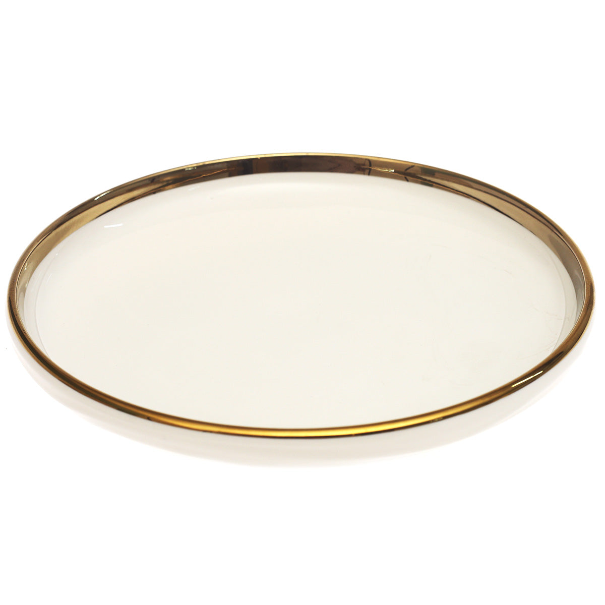 Gold Rim Deep Plate 10 Inch – Elegant White Ceramic Serving Plate - Habitt