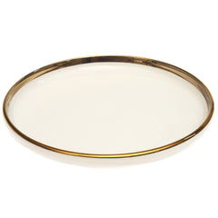 Gold Rim Deep Plate 10 Inch – Elegant White Ceramic Serving Plate - Habitt