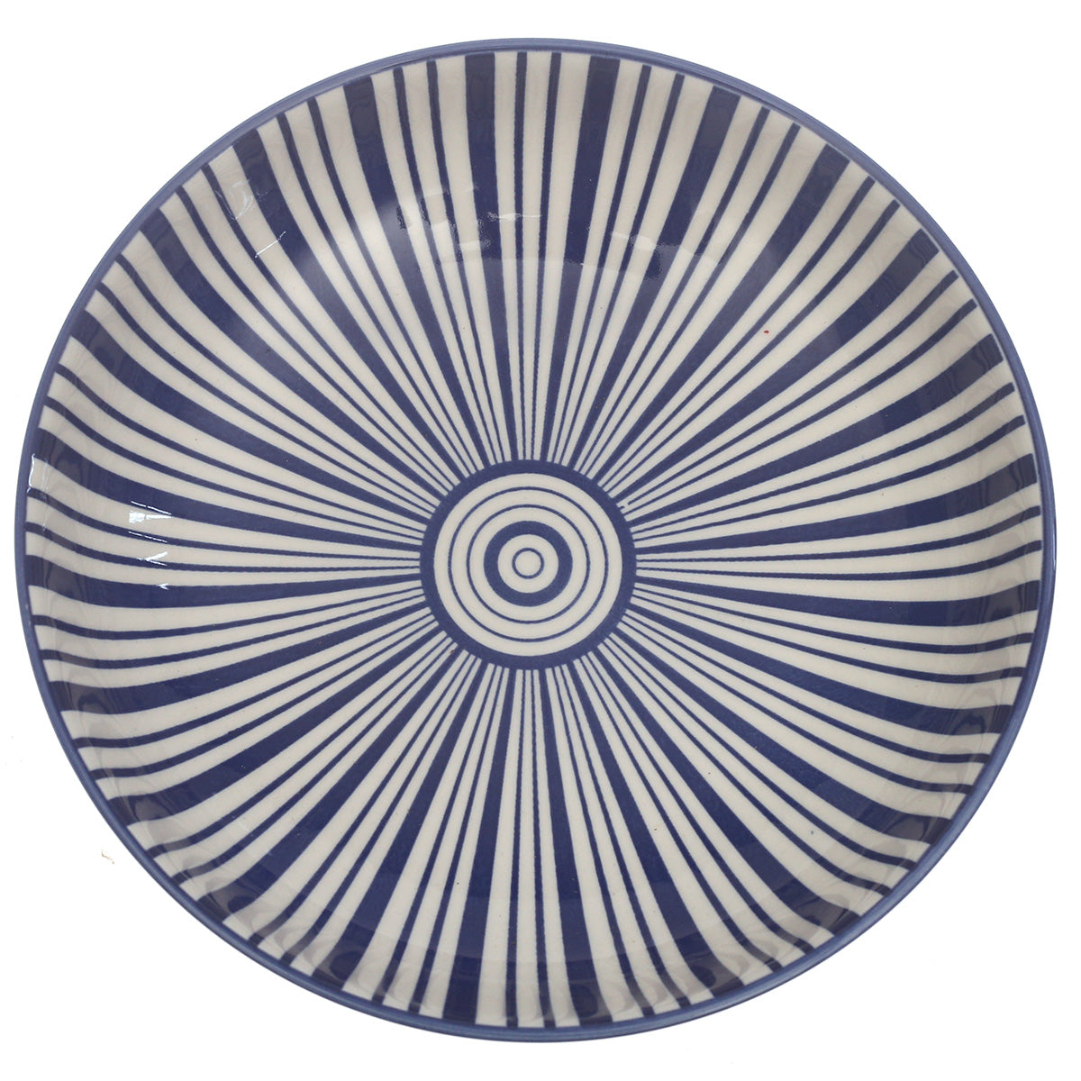 Light Blue Radial Stripe Deep Plate 8 Inch – Elegant Ceramic Serving Plate - Habitt
