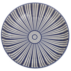 Light Blue Radial Stripe Deep Plate 8 Inch – Elegant Ceramic Serving Plate - Habitt