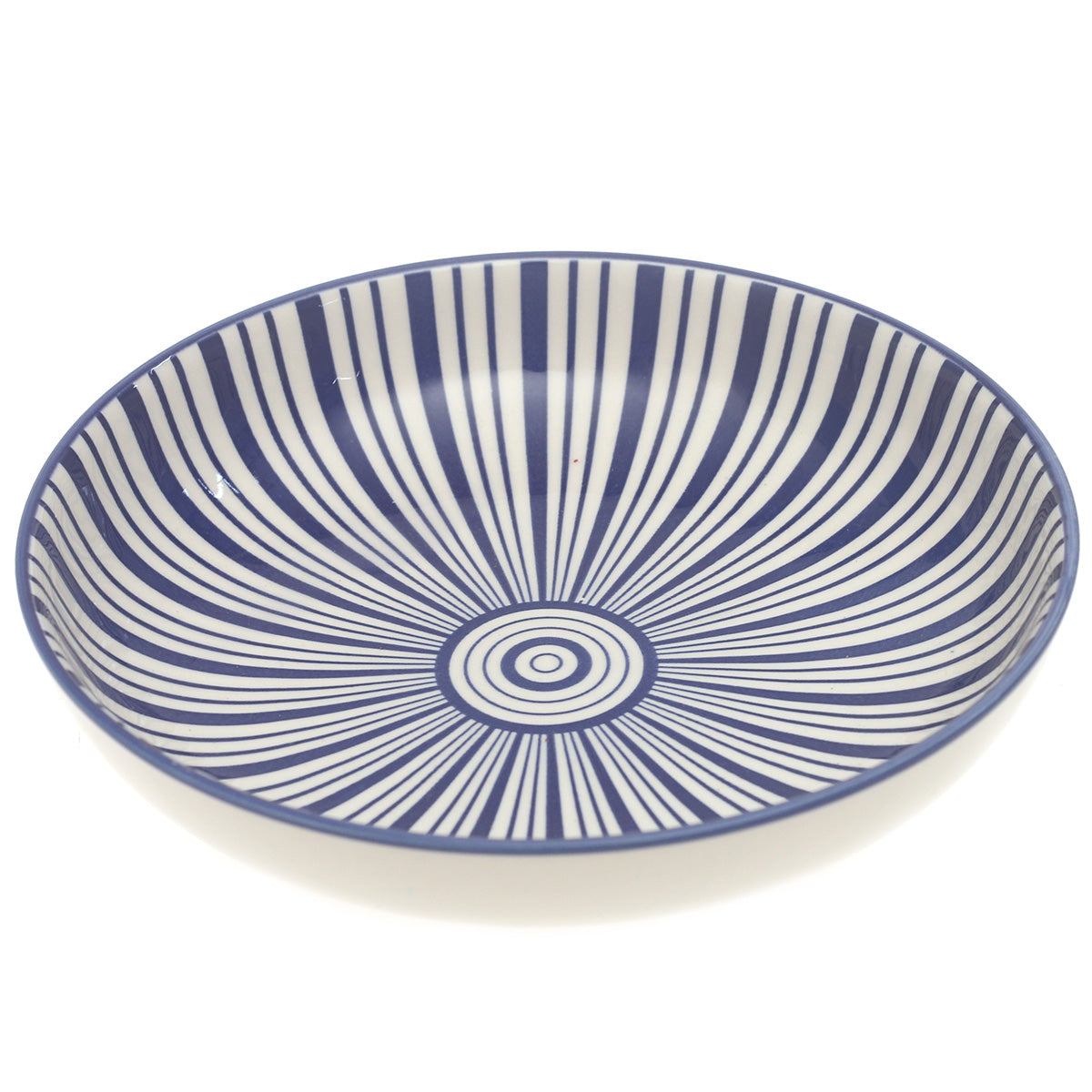Light Blue Radial Stripe Deep Plate 8 Inch – Elegant Ceramic Serving Plate - Habitt