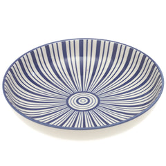 Light Blue Radial Stripe Deep Plate 8 Inch – Elegant Ceramic Serving Plate - Habitt