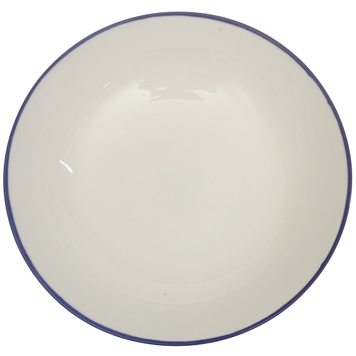 White Deep Plate with Blue Rim 11 Inch – Classic Ceramic Dinner Plate - Habitt