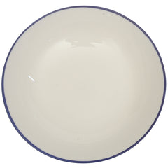 White Deep Plate with Blue Rim 11 Inch – Classic Ceramic Dinner Plate - Habitt