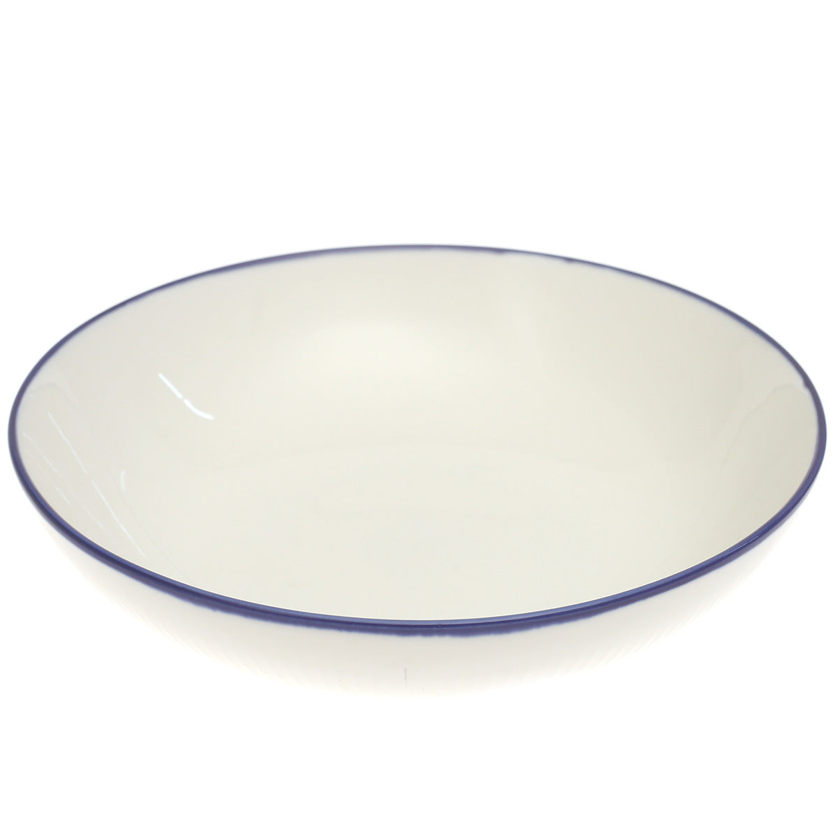 White Deep Plate with Blue Rim 11 Inch – Classic Ceramic Dinner Plate - Habitt