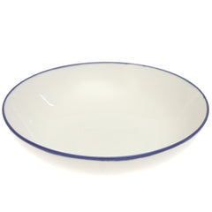 White Deep Plate with Blue Rim 11 Inch – Classic Ceramic Dinner Plate - Habitt