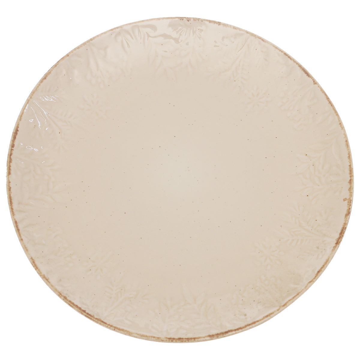 Beige Embossed Ceramic Dinner Plate 10.5 Inch – Elegant Stoneware Tableware - Habitt