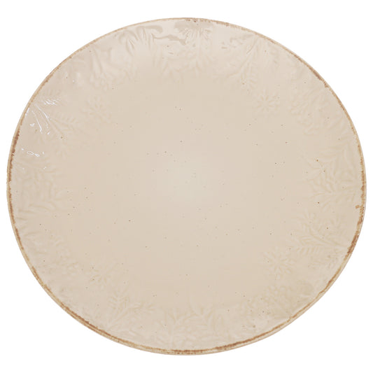 Beige Embossed Ceramic Dinner Plate 10.5 Inch – Elegant Stoneware Tableware - Habitt