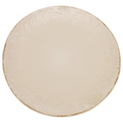 Beige Embossed Ceramic Dinner Plate 10.5 Inch – Elegant Stoneware Tableware - Habitt