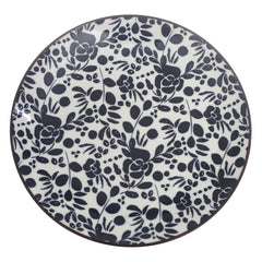 Black & White Floral Dinner Plate – 10 Inch Ceramic Plate - Habitt