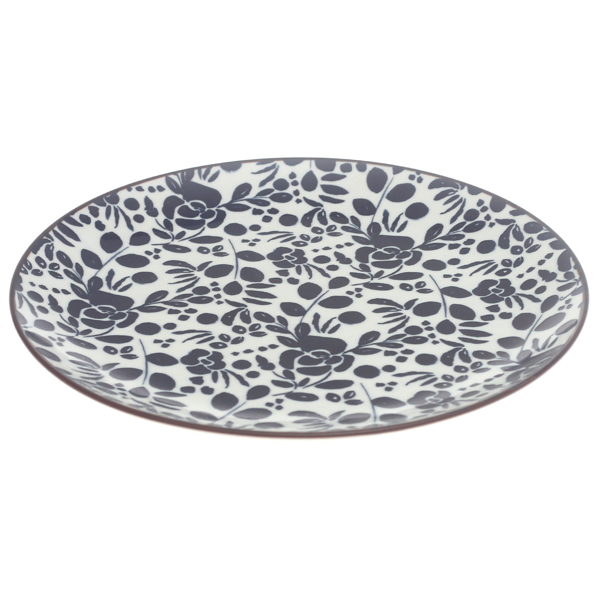 Black & White Floral Dinner Plate – 10 Inch Ceramic Plate - Habitt