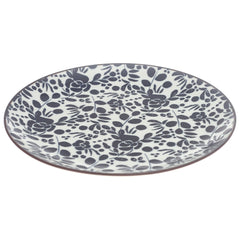 Black & White Floral Dinner Plate – 10 Inch Ceramic Plate - Habitt