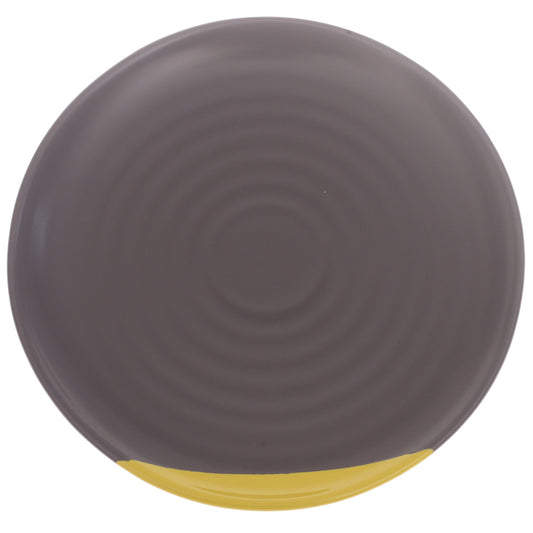Grey & Yellow Dinner Plate 11 Inch – Modern Dual-Tone Ceramic Plate - Habitt