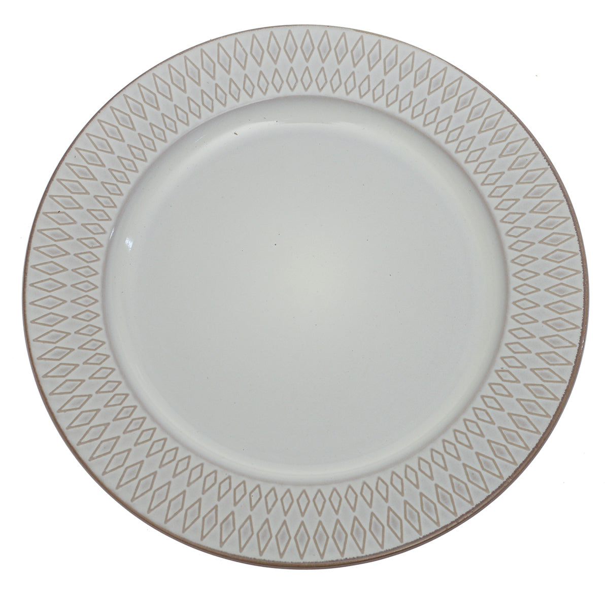 White Ceramic Dinner Plate 10.5 Inch – Elegant Patterned Stoneware Tableware - Habitt