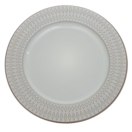 White Ceramic Dinner Plate 10.5 Inch – Elegant Patterned Stoneware Tableware - Habitt