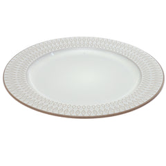 White Ceramic Dinner Plate 10.5 Inch – Elegant Patterned Stoneware Tableware - Habitt