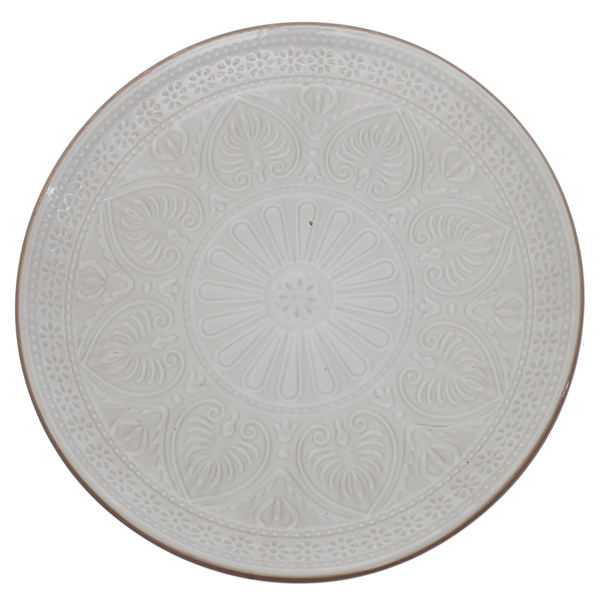 White Embossed Ceramic Dinner Plate 10.5 Inch – Classic Stoneware Tableware - Habitt