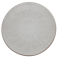 White Embossed Ceramic Dinner Plate 10.5 Inch – Classic Stoneware Tableware - Habitt