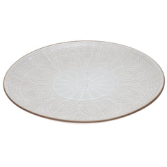 White Embossed Ceramic Dinner Plate 10.5 Inch – Classic Stoneware Tableware - Habitt