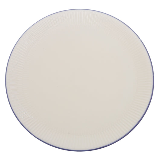 White Dinner Plate 11 Inch – Elegant Textured Rim Ceramic Plate - Habitt