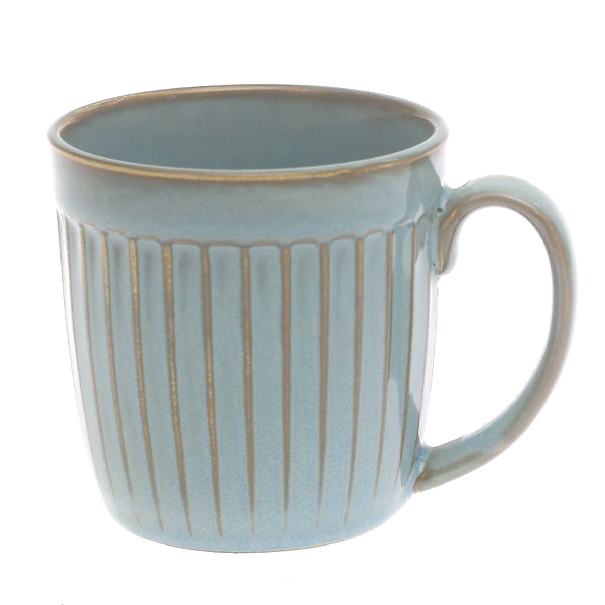 Blue Ceramic Mug with Ribbed Texture – 3 x 3.5 Inch - Habitt